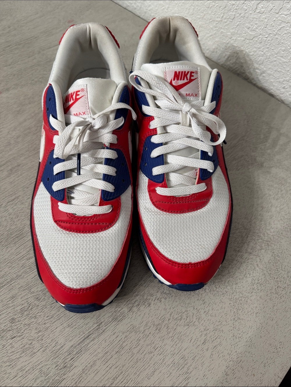 Nike Red White and Blue Men's Air Max 90s - Picture 4 of 6
